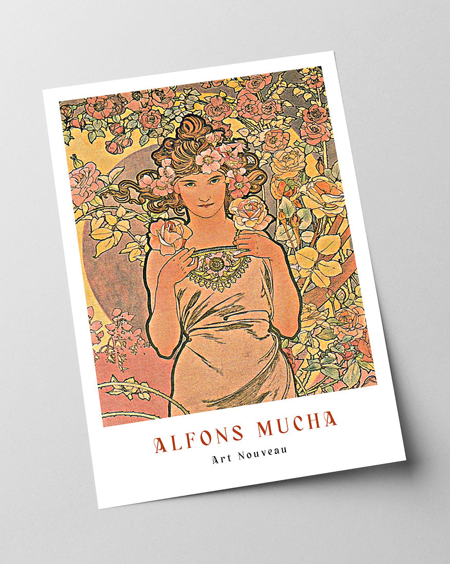 Alfons Mucha - Museum-Poster Frau mit Blumen II