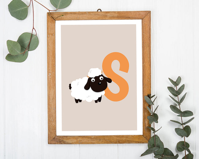 S wie Schaf, ABC Lernen, Buchstabe für Name, Süße Zeichnung, Deko für Zuhause Main Image