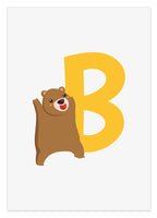 B wie Bär, Buchstaben Lernen, ABC, Süße Illustration, Dekoration für das Zuhause