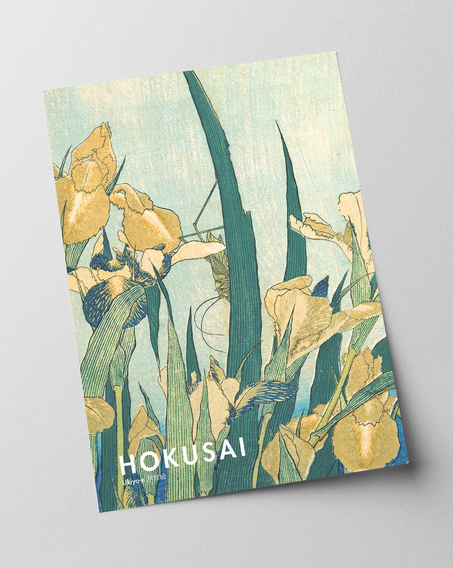 Katsushika Hokusai - Museum-Poster II Grashüpfer und Iris (Gelbe Blumen) Main Image