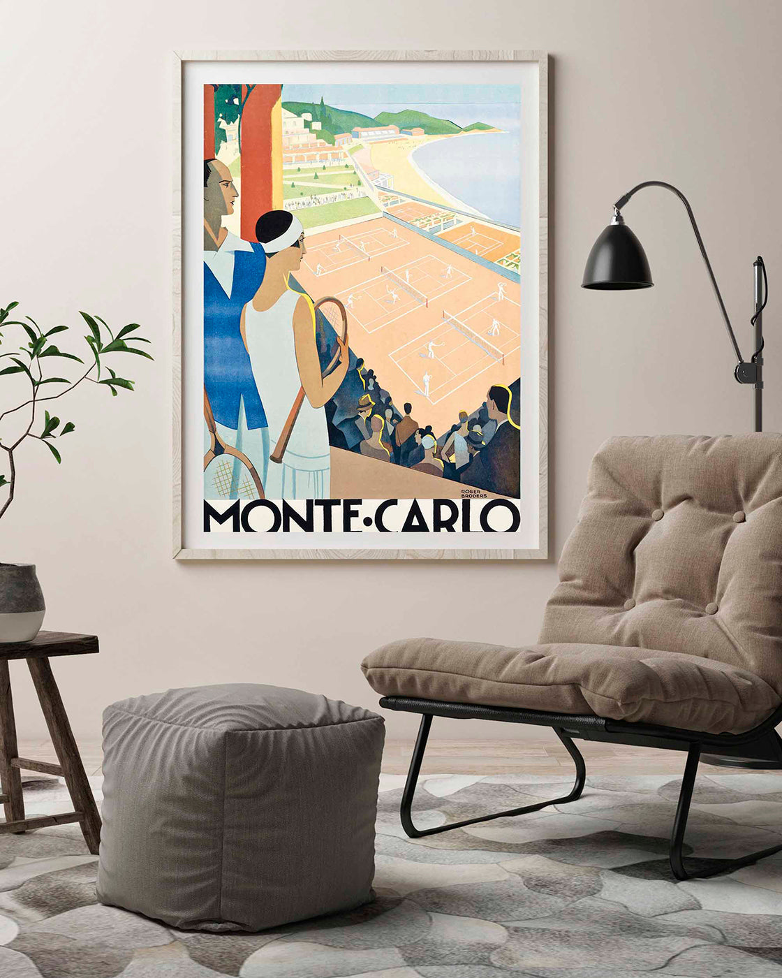 Pierre Fix-Masseau - Art Deco Werbeplakat - Tennisspiel in Monte Carlo