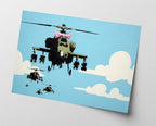 Banksy - Hubschrauber mit pinker Schleife Helicopter Graffiti Street Art