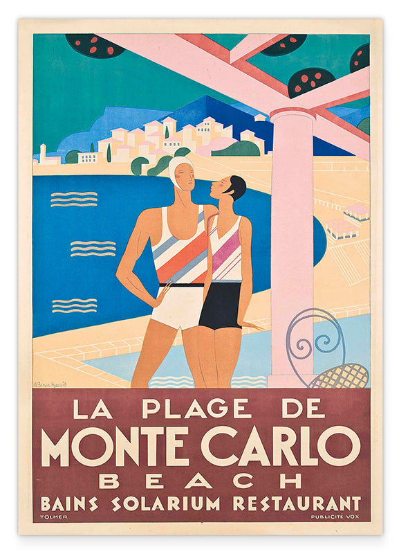 Pierre Fix-Masseau - Art Deco Werbeplakat - Strand in Monte Carlo Hover Image