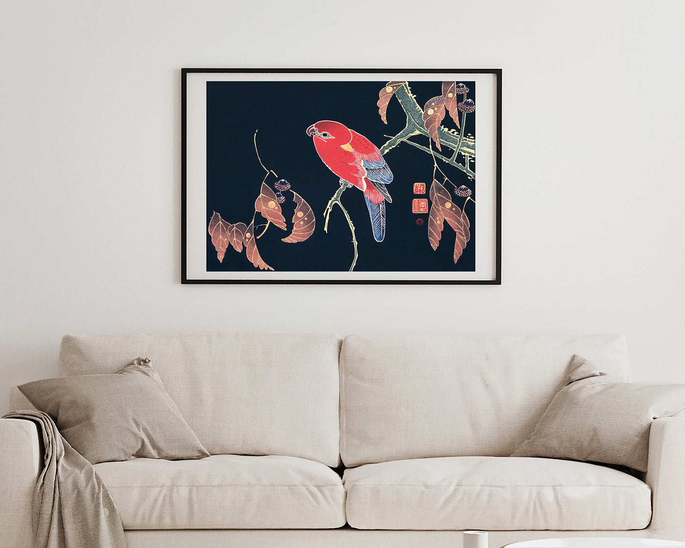 Itō Jakuchū - Vogel auf schwarzem Hintergrund