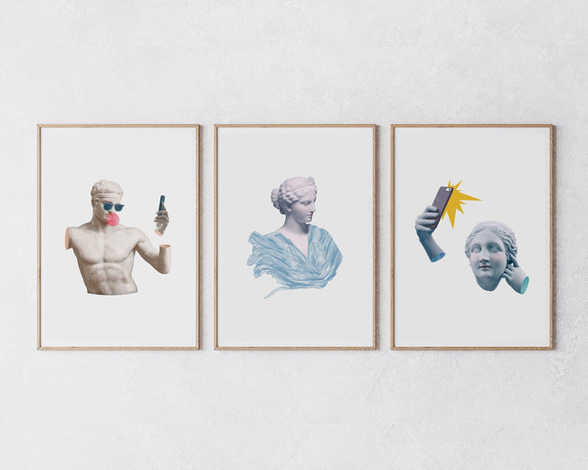 Poster-Set "Griechische Statuen im Zeitalter von Social-Media" Hover Image