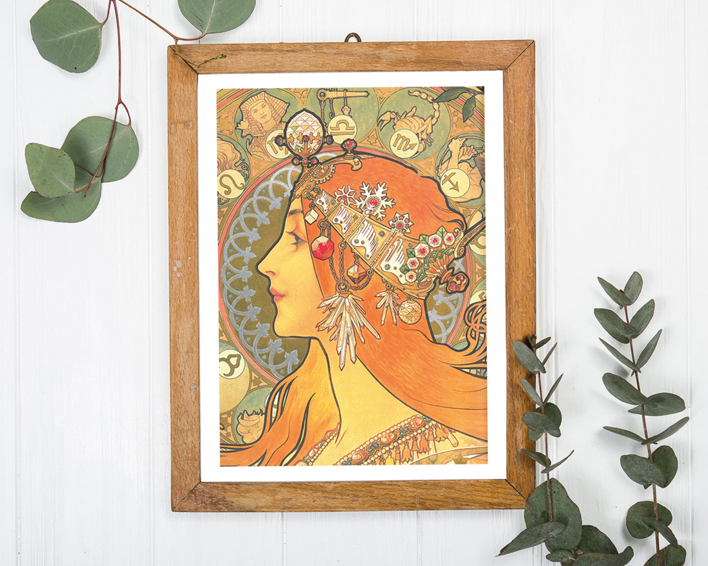 Alfons Mucha - Bohemian redhead woman with signs