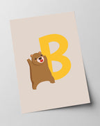 B wie Bär, Buchstaben Lernen, ABC, Süße Illustration, Dekoration für Zuhause