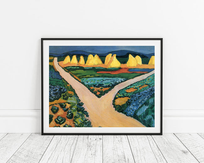 Landschafts-Gemalde Heuhaufen in grüner Landschaft Main Image