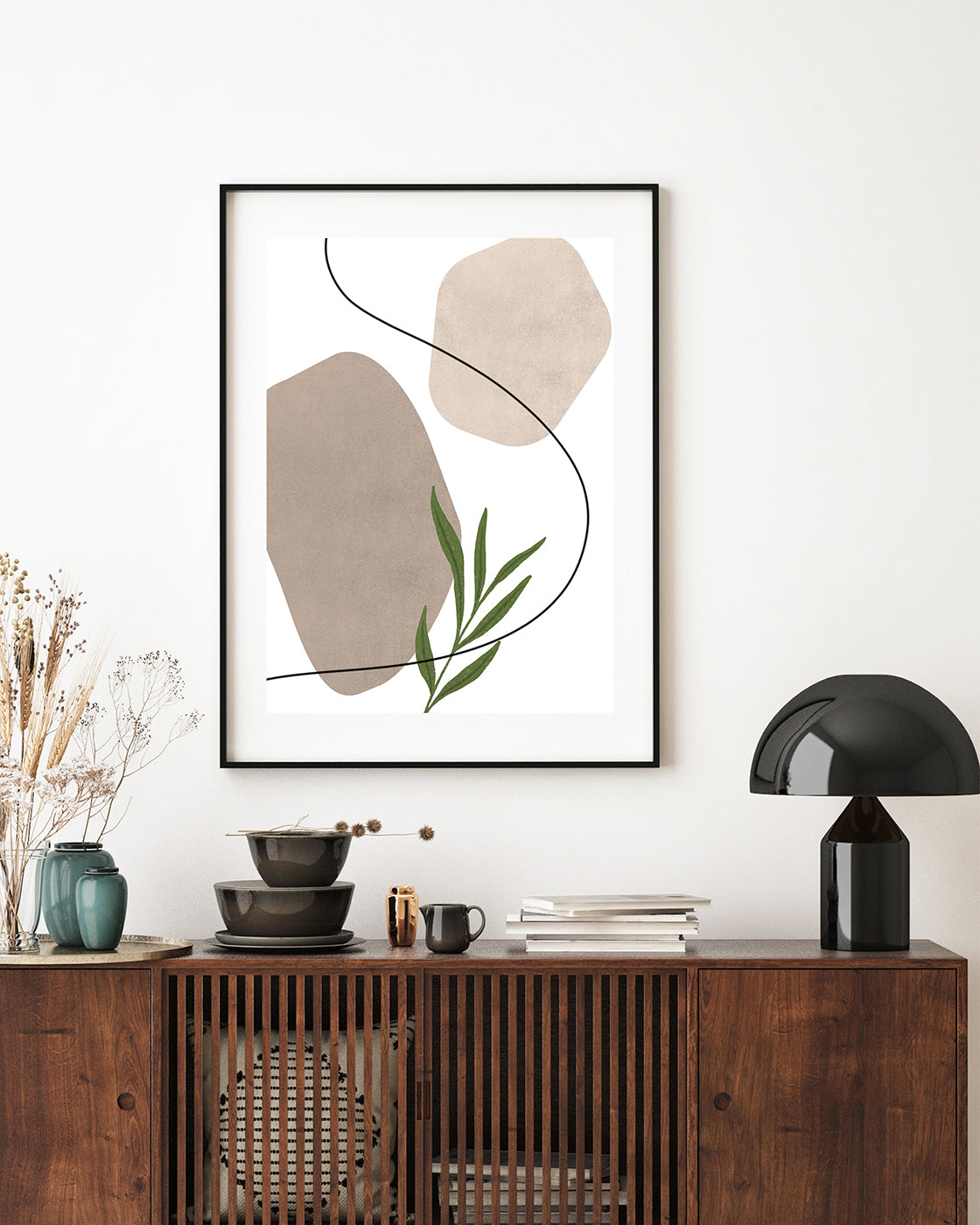 Blätter vor abstrakten Formen III