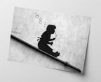 Banksy - Mädchen Seifenblasen rutscht Gelände runter Wand-Graffiti cool stylisch
