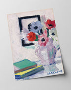 Francis Campbell - Stillleben - Anemonen in der Vase mit grünem Buch
