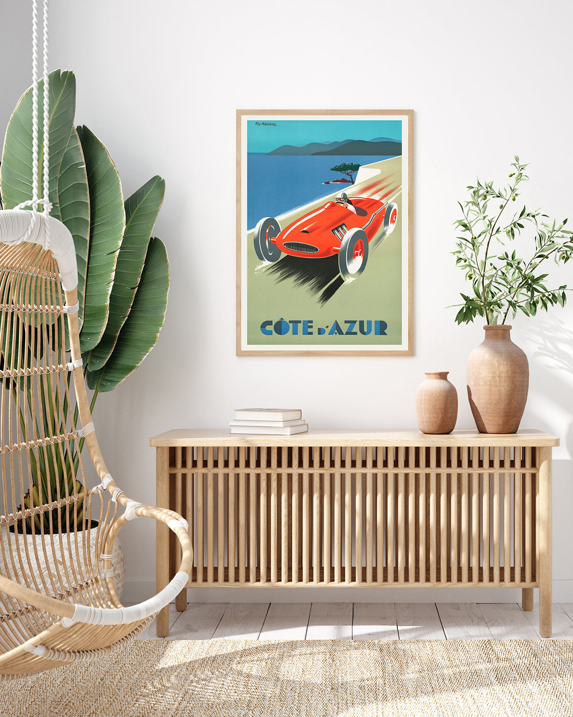 Pierre Fix-Masseau - Art Deco Werbeplakat - Rennfahren an der Côte d'Azur