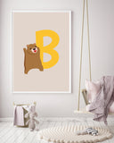 B wie Bär, Buchstaben Lernen, ABC, Süße Illustration, Dekoration für Zuhause