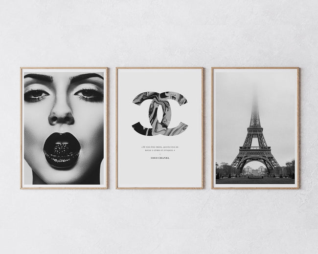 Set aus 3 Postern: Schwarz-Weiß "Fashion in Paris" Hover Image