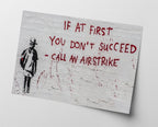 Banksy - Call an Airstrike Junge mit Gasmaske Graffiti Street Art