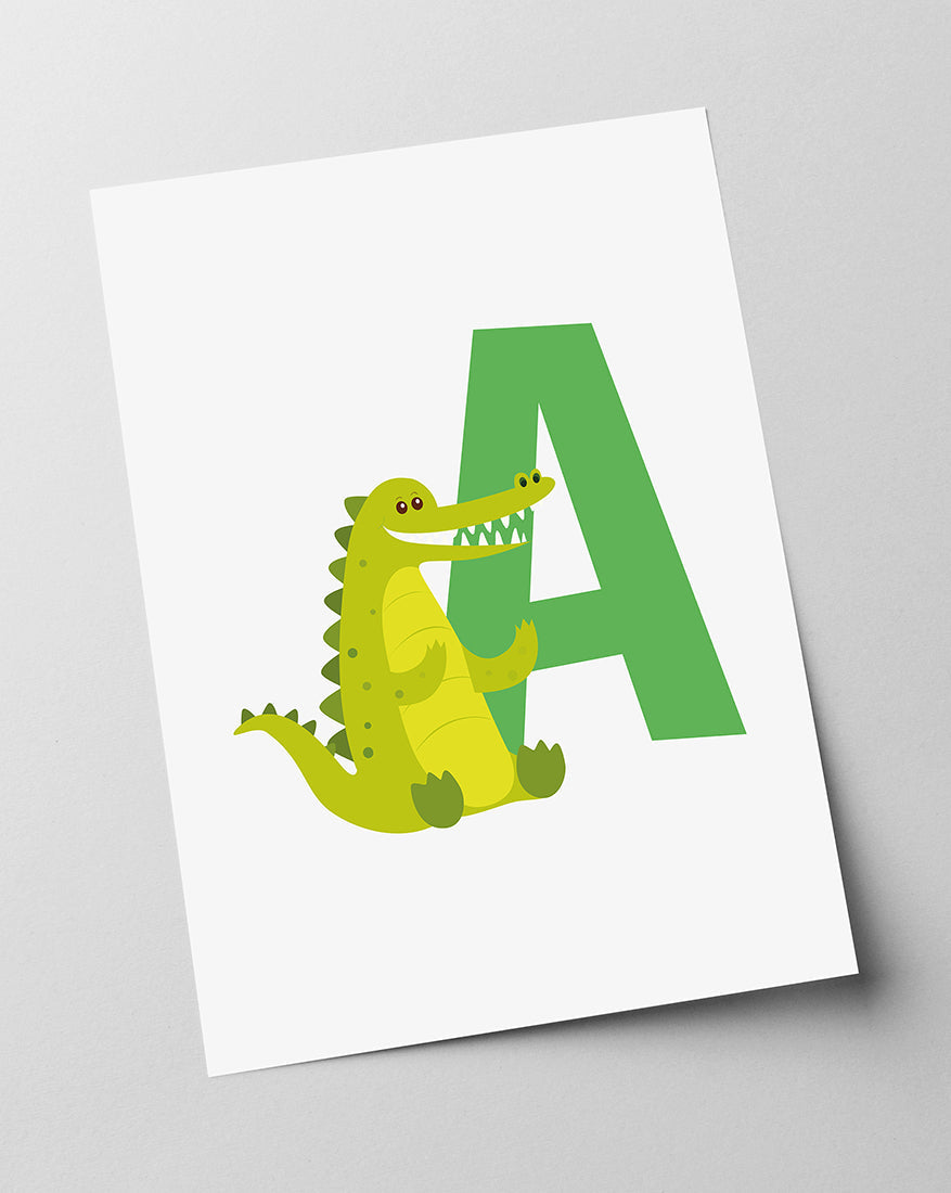 ABC Lernbild, Englisch Lernen, Süße Zeichnung, Kindergarten-Deko