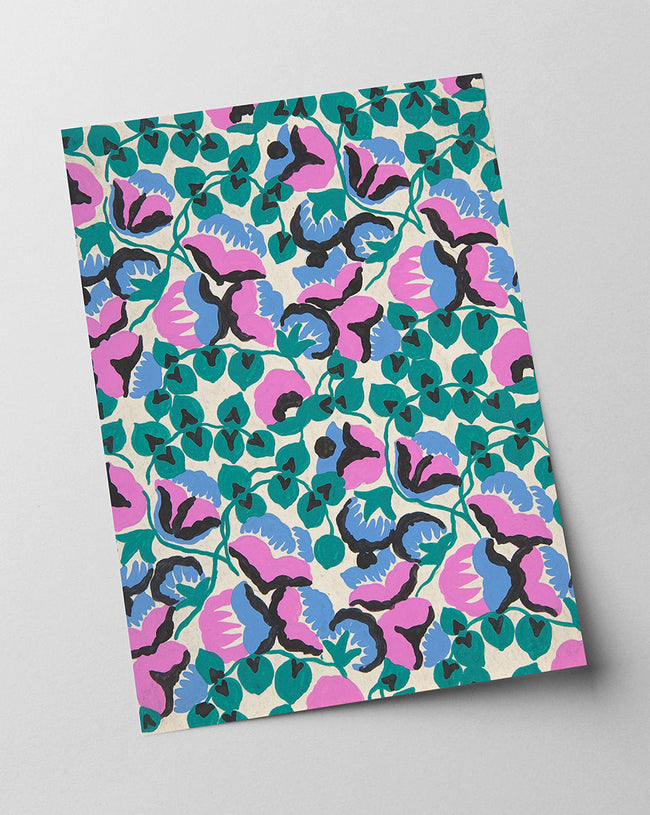 Paul Poiret zugeschrieben - Textil-Design mit süßen Erbsen Blumen und Reben Main Image