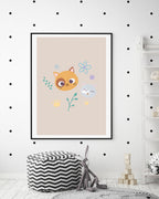 Katzen im Blumenfeld, Kunst für Zuhause, Süße Illustration, Zeichnung für Kinder