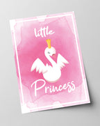 Schwanen Prinzessin, Pinke Zeichnung, Süße Illustration, Dekoration für Zuhause