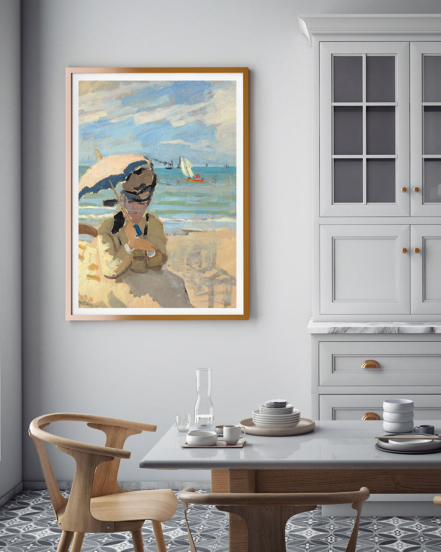 Claude Monet - Camille sitzt am Strand von Trouville