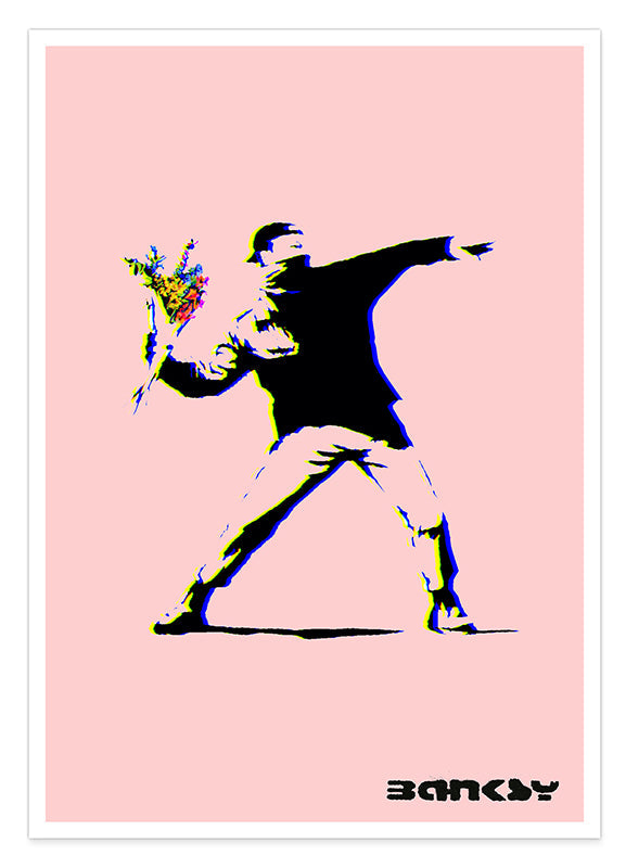 Banksy - Museum-Poster Steinwerfer mit Blumen