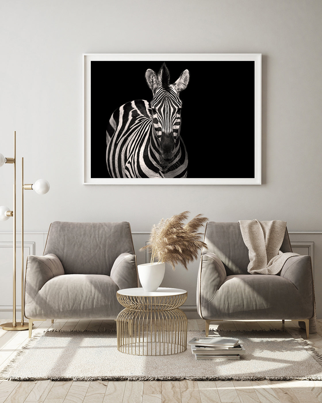 Zebra auf schwarzem Hintergrund