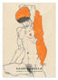 Egon Schiele - Museum-Poster II Stehender Akt mit orangenen Drapierungen