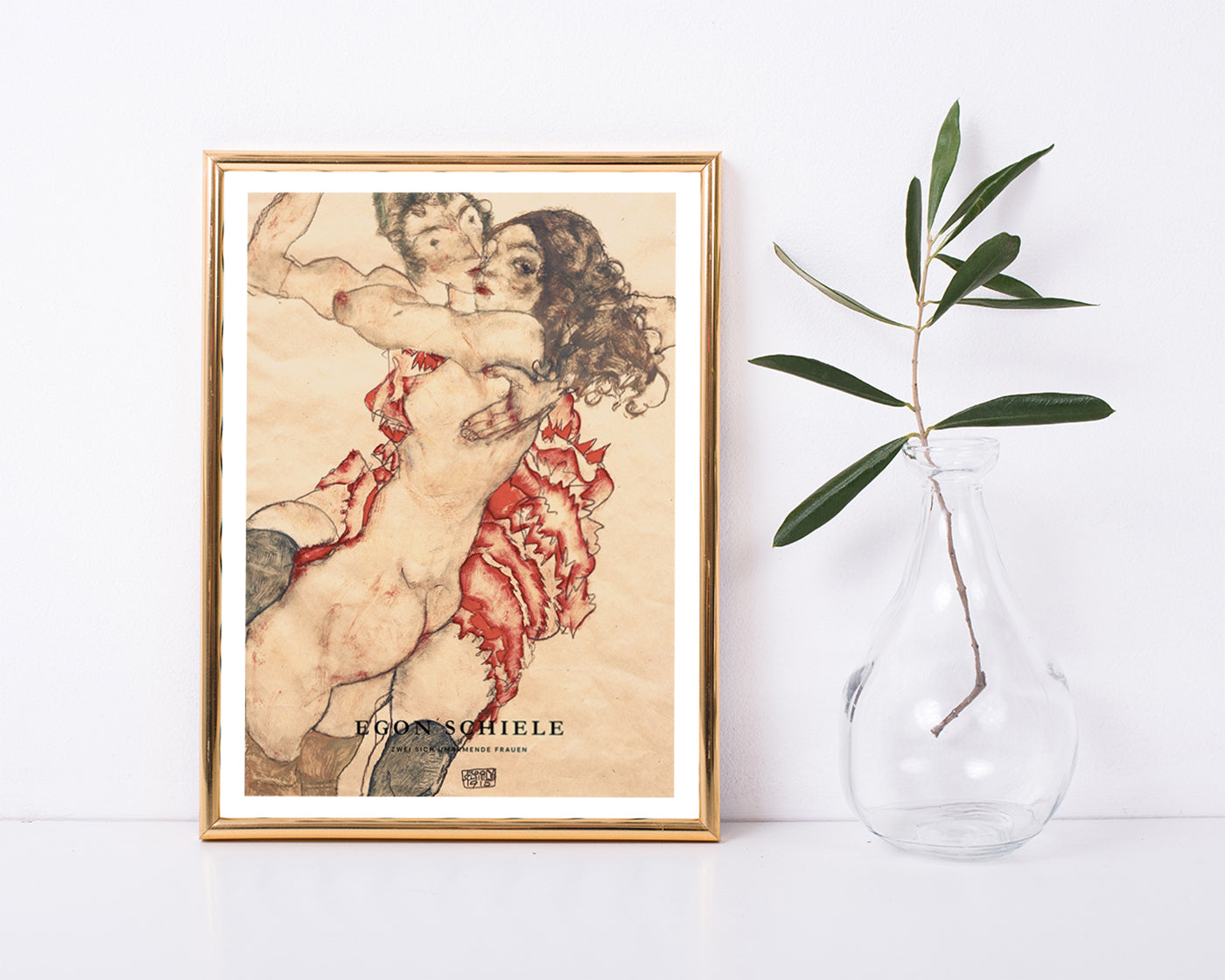 Egon Schiele - Museum-Poster II Zwei sich umarmende Frauen