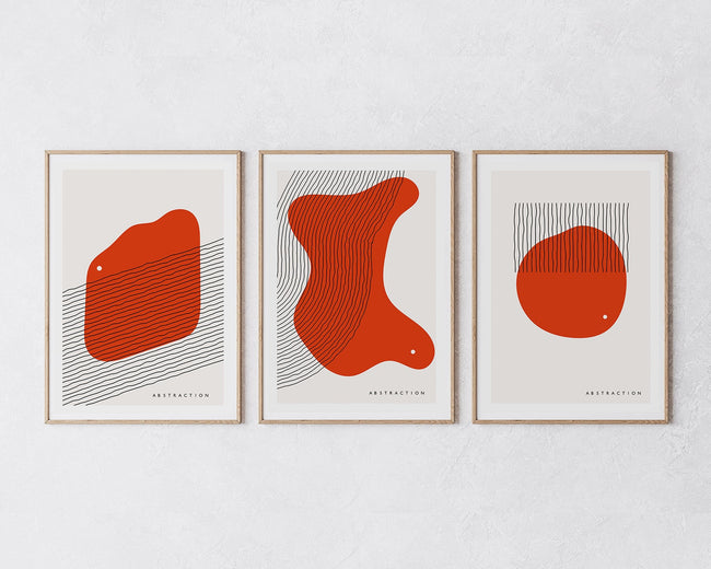 Poster-Set "Abstrakte Formen in Rot" Hover Image