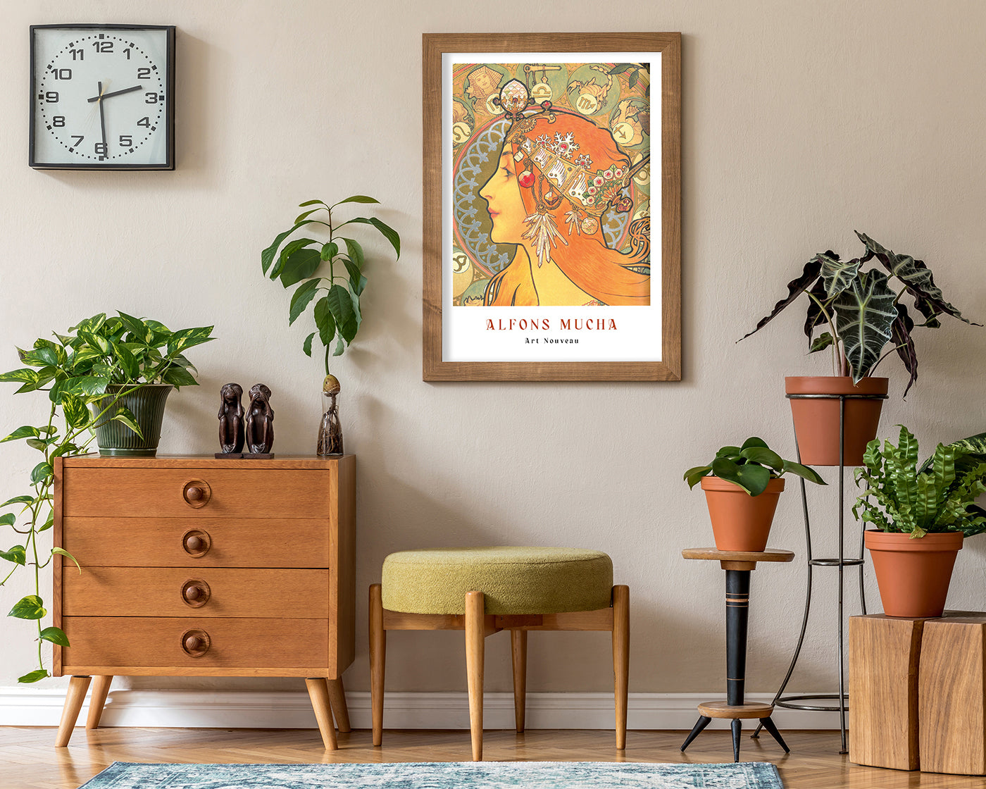 Alfons Mucha - Museum-Poster Frauenprofil mit Sternzeichen