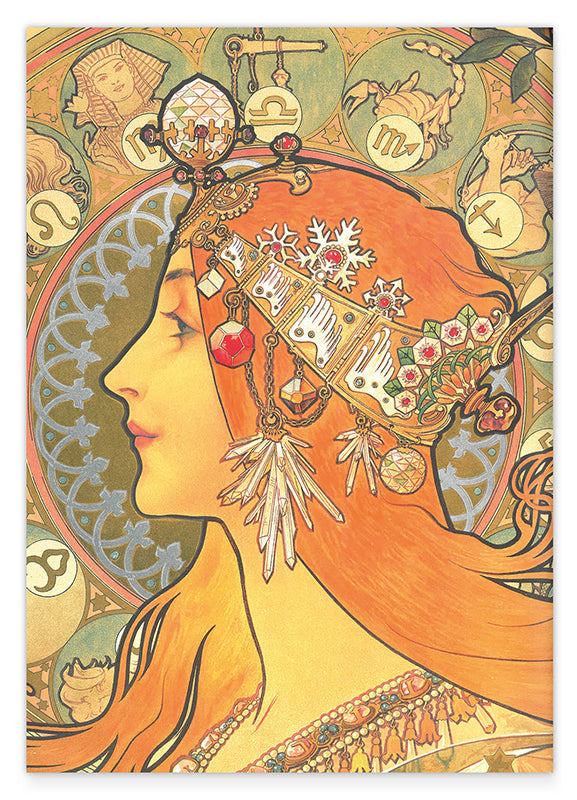 Alfons Mucha - Bohemian redhead woman with signs Hover Image