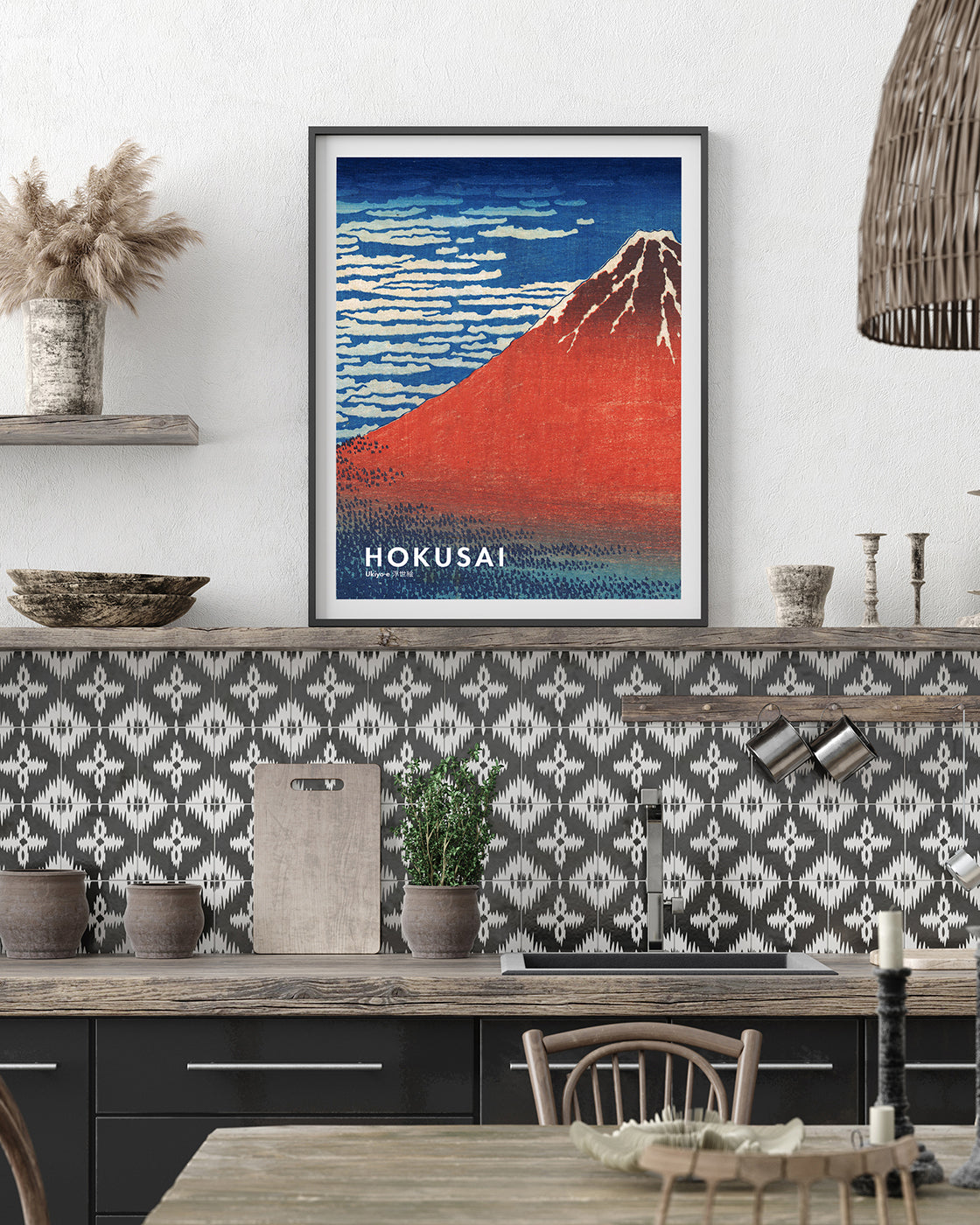 Katsushika Hokusai - Museum-Poster II Südwind, klarer Himmel (Gaifū kaisei)