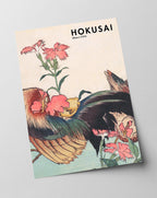 Katsushika Hokusai - Museum-Poster II Hahn, Henne und Nadeshiko