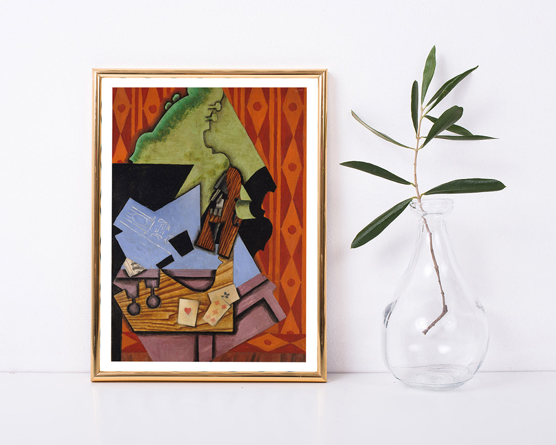 Juan Gris - Violine und Spielkarten auf einer Tabelle
