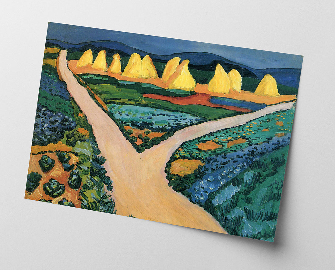 Landschafts-Gemalde Heuhaufen in grüner Landschaft