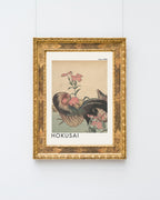 Katsushika Hokusai - Museum-Poster Hahn, Henne und Nadeshiko