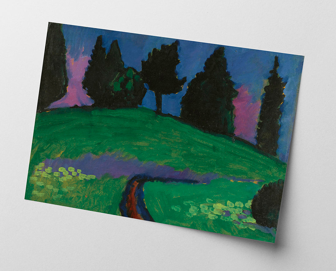 Alexej von Jawlensky - Dunkle Bäume über grünem Hang