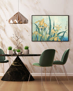 Katsushika Hokusai - Grashüpfer und Iris (Gelbe Blumen)