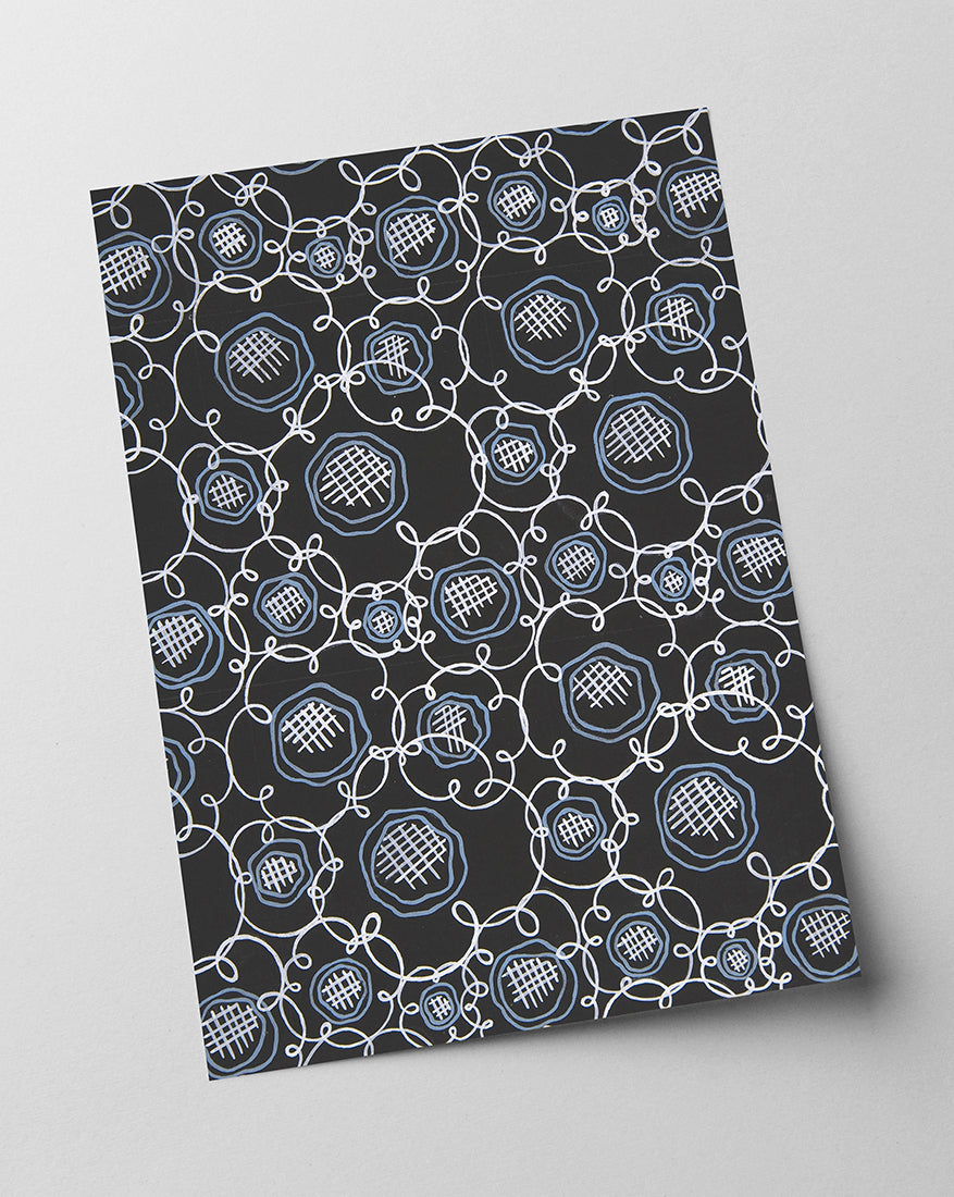 Paul Poiret zugeschrieben - Stoffdesign mit blauen Blumen