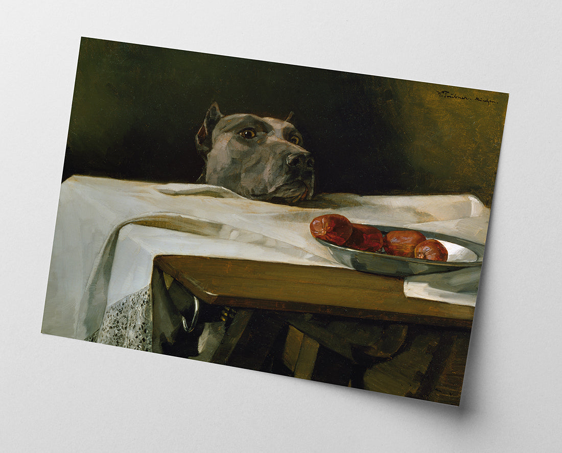 Wilhelm Trübner - Hund will Würstchen klauen