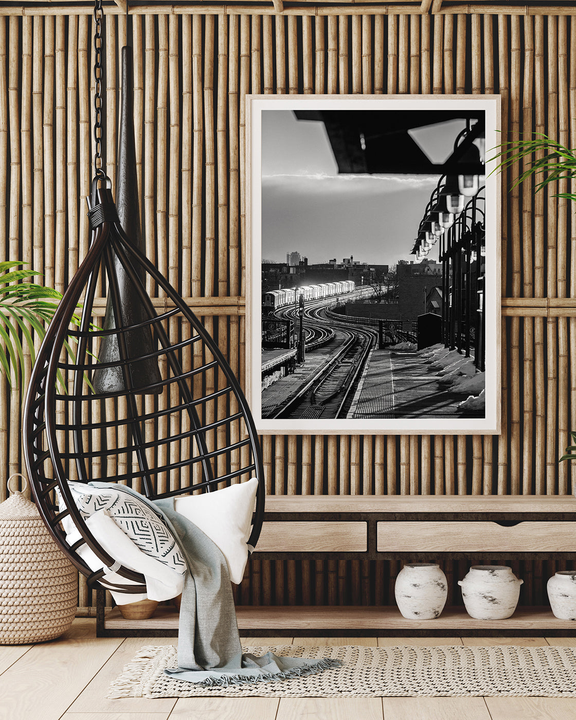 Zugstation - Schwarz-Weiß