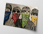 Banksy - Beatles Portrait Mund verdeckt mit Halstuch Street Art Graffiti