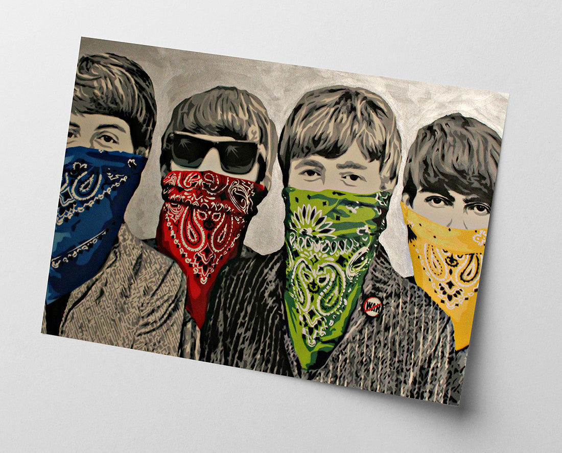 Banksy - Beatles Portrait Mund verdeckt mit Halstuch Street Art Graffiti