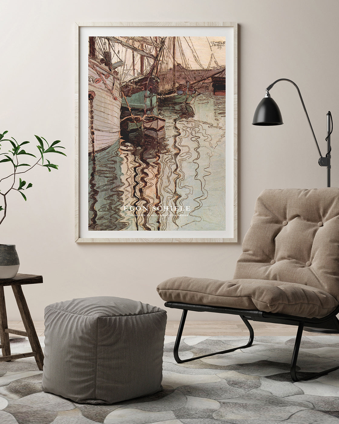 Egon Schiele - Museum-Poster II Segelschiffe mit wellenbewegtem Wasser