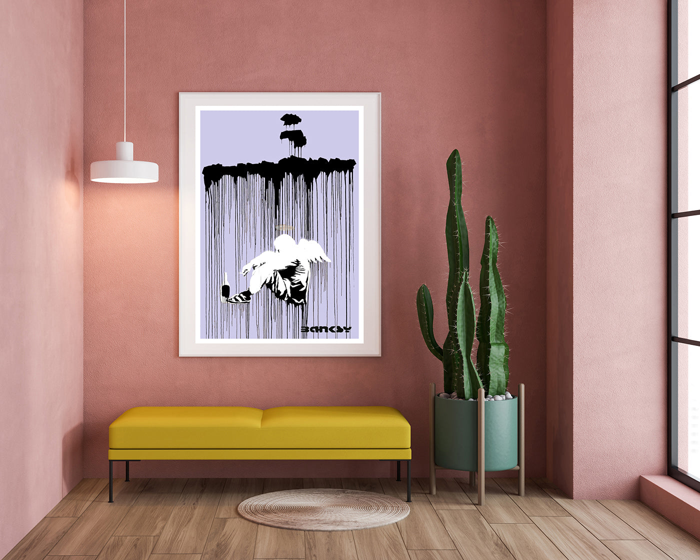 Banksy - Museum-Poster Alkoholismus - Engel im Regen