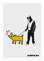 Banksy - Museum-Poster Mann mit bellendem Hund in Anlehnung an Keith Haring