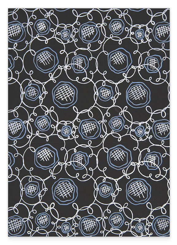 Paul Poiret zugeschrieben - Stoffdesign mit blauen Blumen