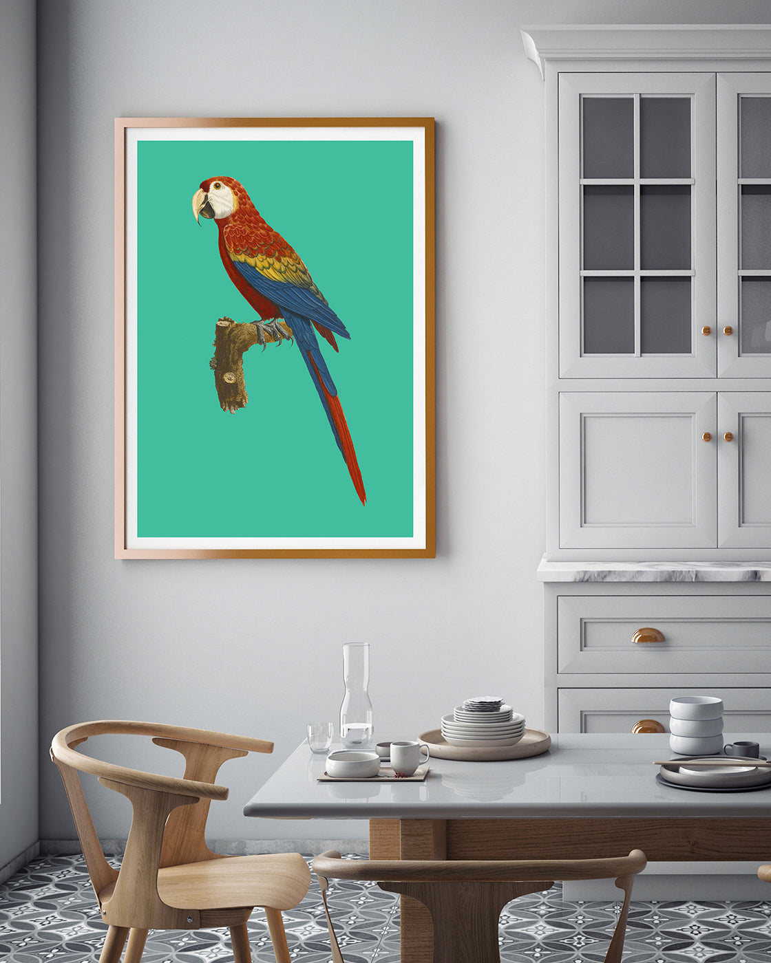 François Levaillant - Ara auf türkisem Hintergrund