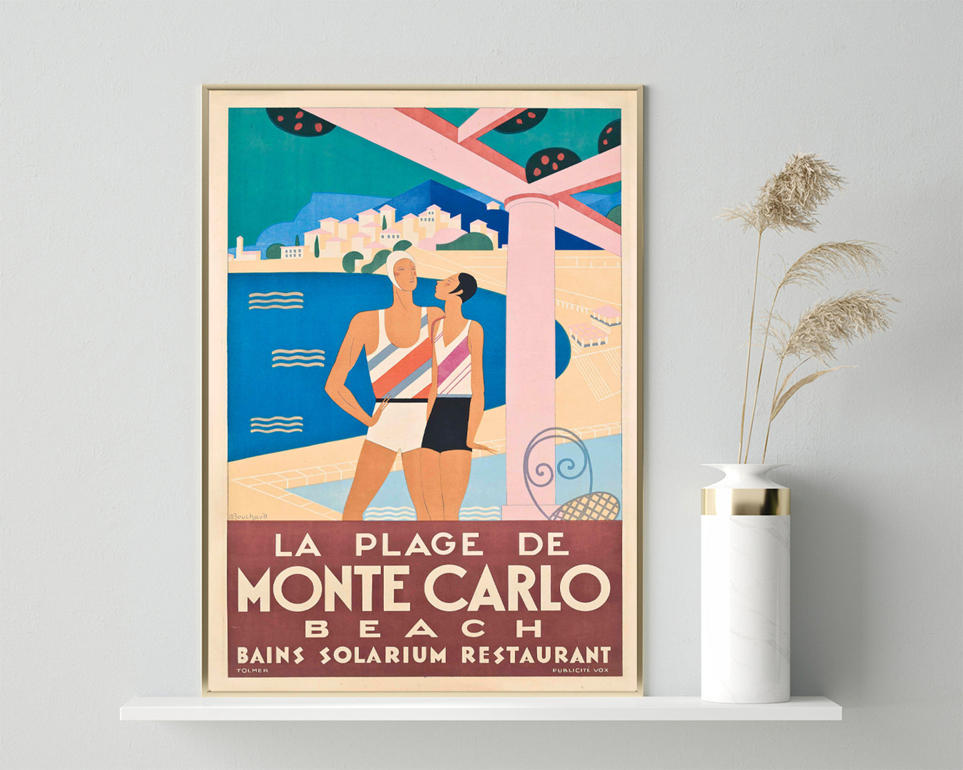 Pierre Fix-Masseau - Art Deco Werbeplakat - Strand in Monte Carlo