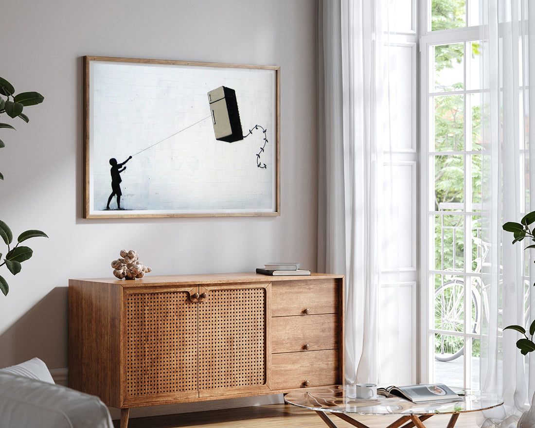 Banksy - Junge macht Fridge (Kühlschrank) Kite Street Art urban Kunst modern